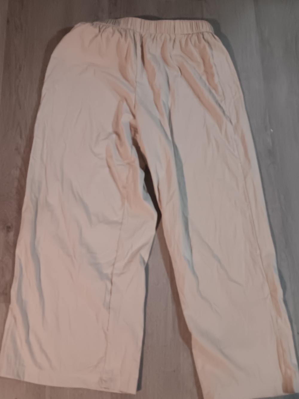 Light Beige Elastic Waist Wide-Leg Pants